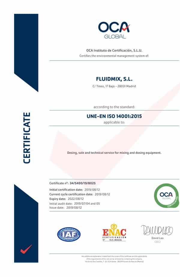 ISO 14001 Certificate